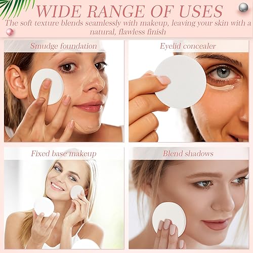 Miniatura 3 de Dandat 20 esponjas redondas de maquillaje con recipiente acrílico, esponja cosmética compacta, almohadilla de espuma redonda, maquillaje facial de