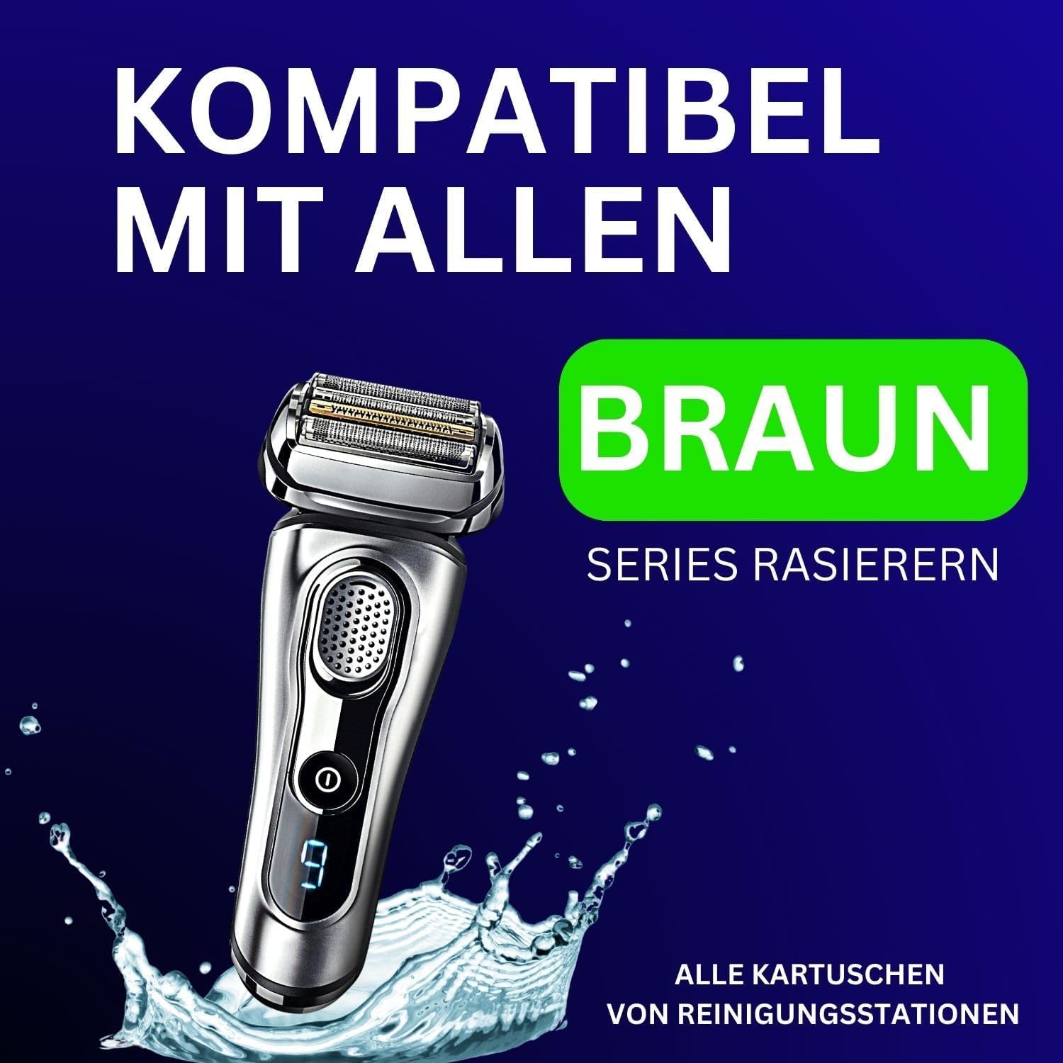 Scherkopfreiniger Nachfüllflüssigkeit - Kompatibel für Braun Clean & Renew Reinigungskartuschen - Braun Reinigungskartuschen Series 9 - Scherkopfreiniger für Braun Reinigungskartusche 2x 1L