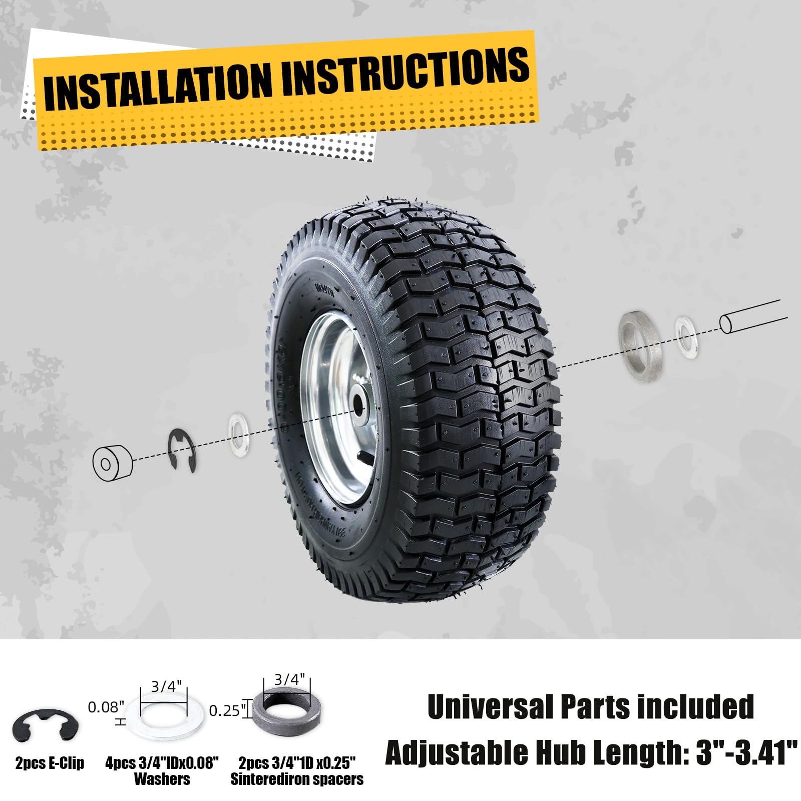 MZREXN Neumáticos y conjunto de rueda para cortacésped 15x6.00-6, repuesto de neumáticos delanteros, compatible con cortacéspedes John Deere y más cortacéspedes de montar, tractores de césped, 4 capas