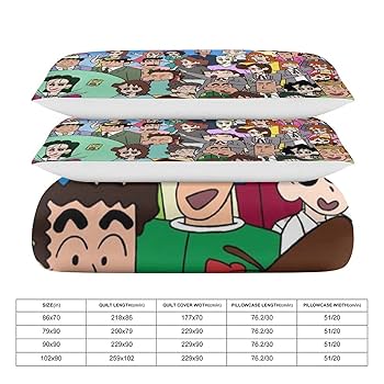 クレヨンしんちゃん　枕カバー、ボックスシーツ　2点セット　（キング） クレヨンしんちゃん 枕カバー、ボックスシーツ 2点セット