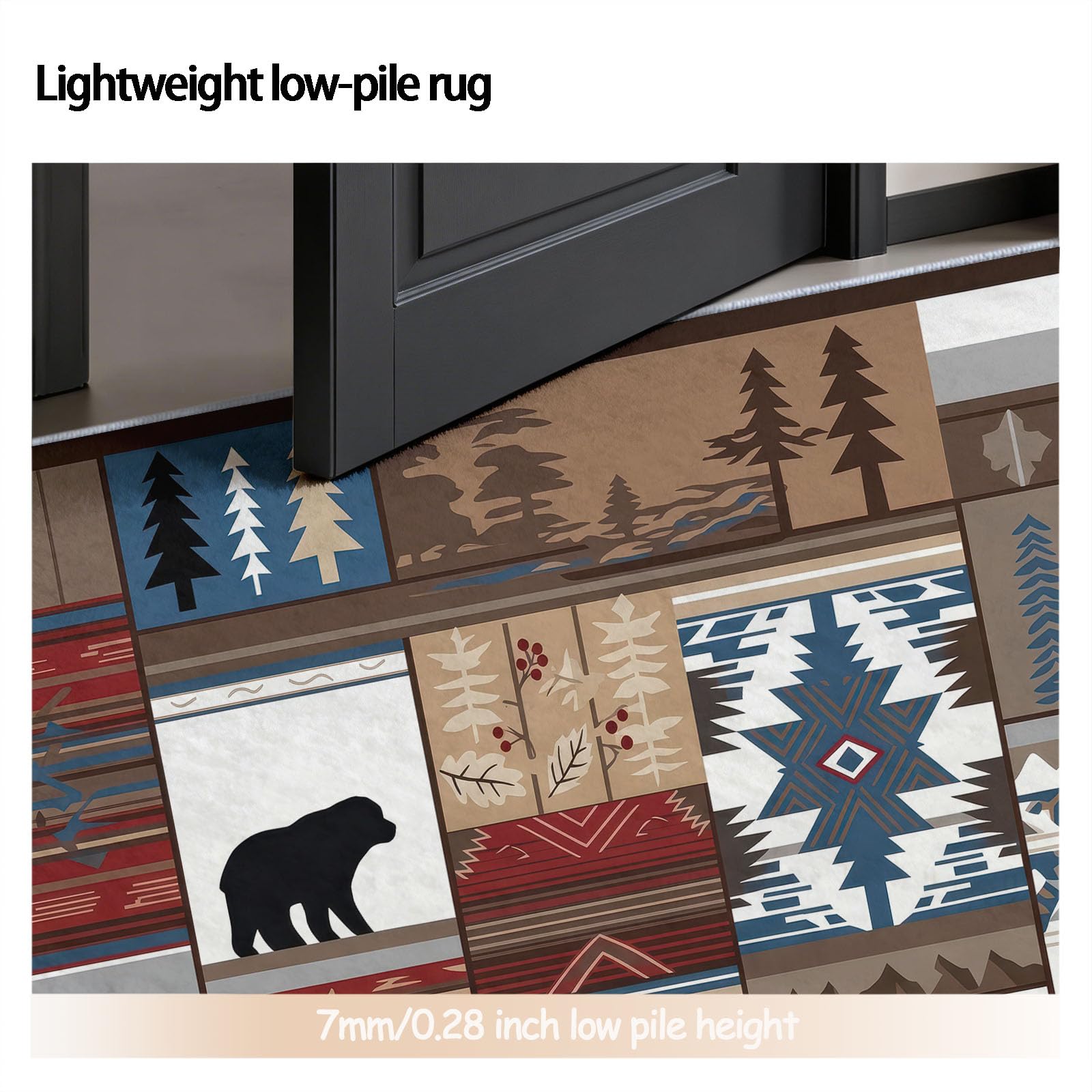 Tapis Rétro Traditionnel 160 x 230 cm Lavable | Poil Court Antidérapant, Tapis Facile d'entretien Géométriques Totems Tribaux Silhouettes Animales, Choix pour Chambre d'amis Salon et Salle à Manger