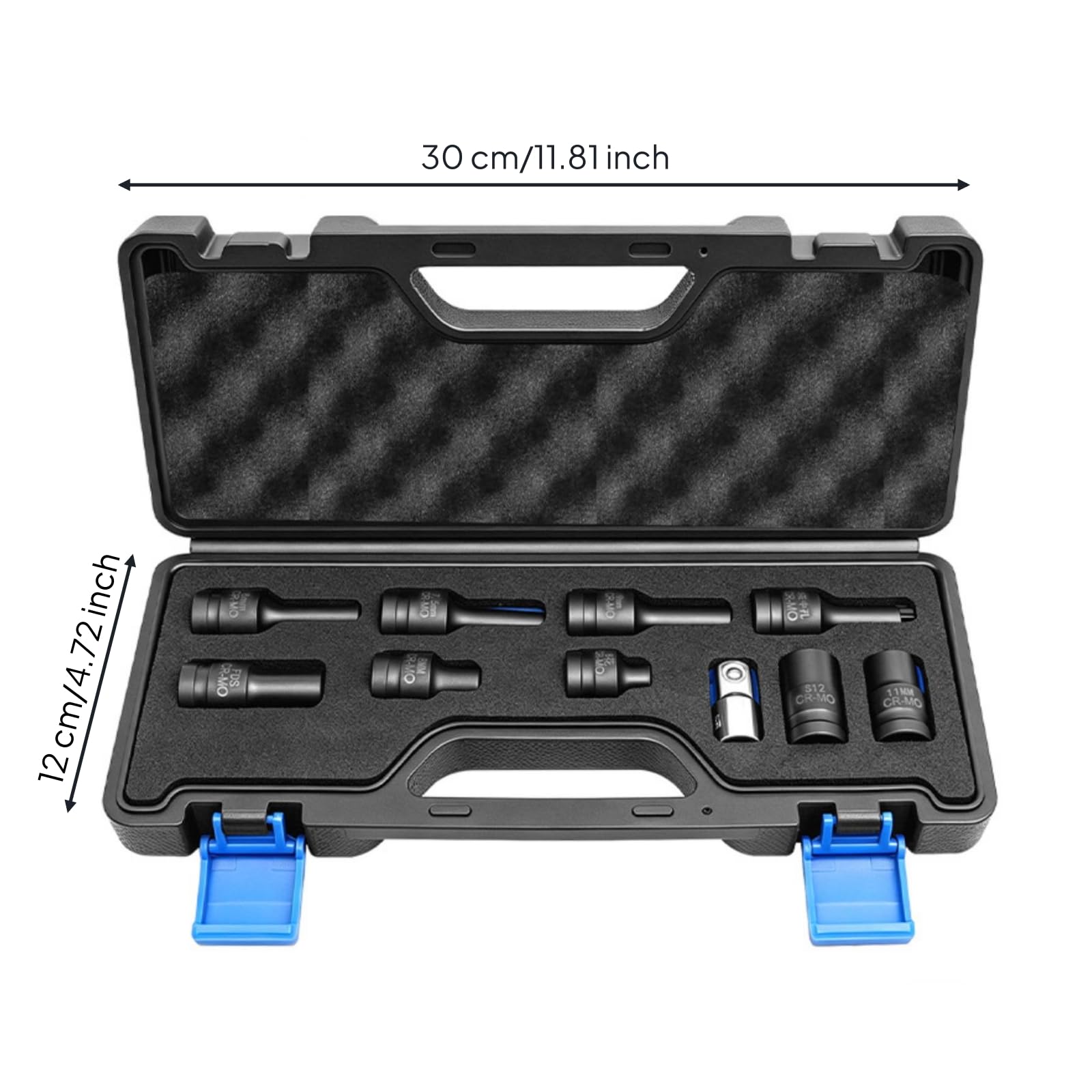 10 Pezzi Set di Chiavi a Bussola con Valigetta Rigida Organizzato Set di Chiavi a Bussola Completo Kit Utensili con Valigetta Rigida per Elettrauto