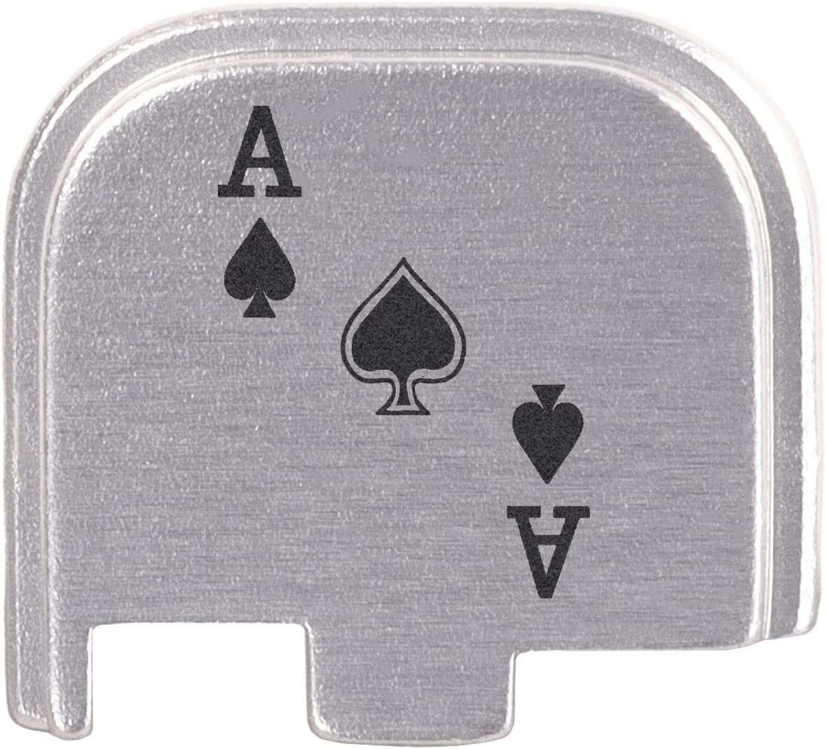 NDZ Performance Slide Cover Back Plate for Glock 43 43X 48 & PSA Dagger Micro – Aluminum Upgrade with Black Engraving – Ace of Spades Card Layout – Silver