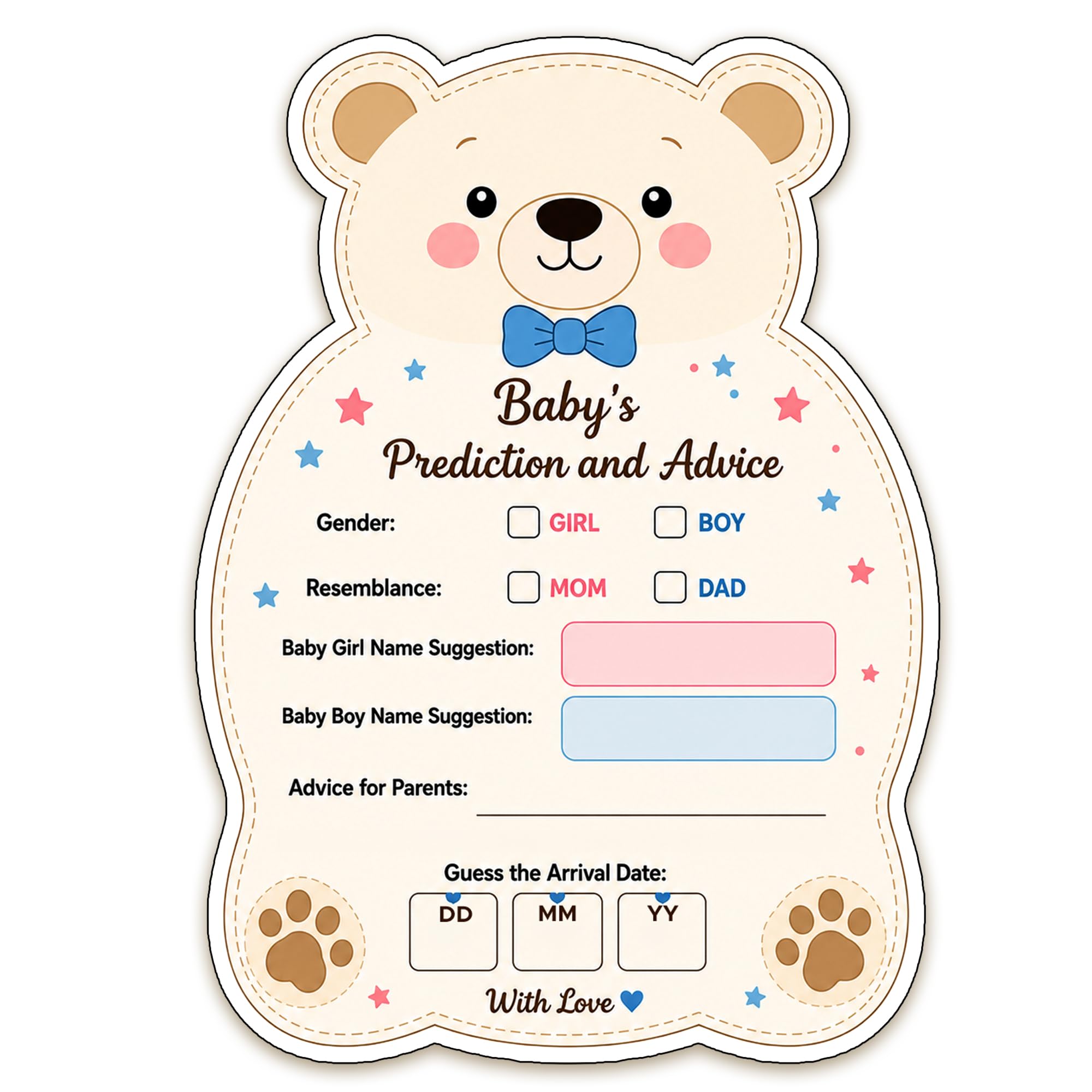Baby Shower Prediction & Advice Game Cards | Baby Shower and Name Suggestion Activities | Cute Bear Theme Advice Games for Parents & Guests | Fun Baby Shower Party Game (Pack of 15)-image-7
