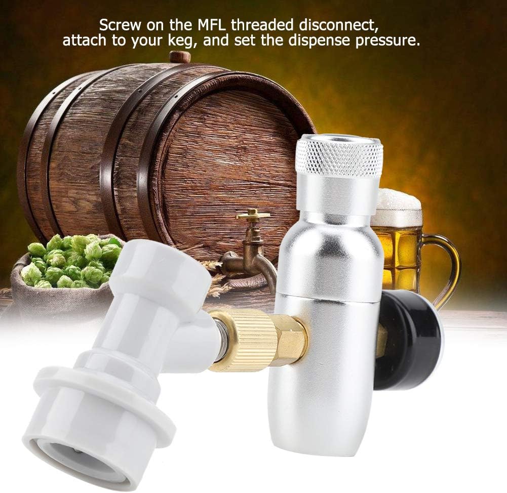 0-60 PSI Mini Keg Regulator, Portable CO2 Charger Kit Aluminum Adjustable Mini Beer Barrel Regulator Accessory CO2 Regulator for Homebrew Beer Keg (0-60PSI)