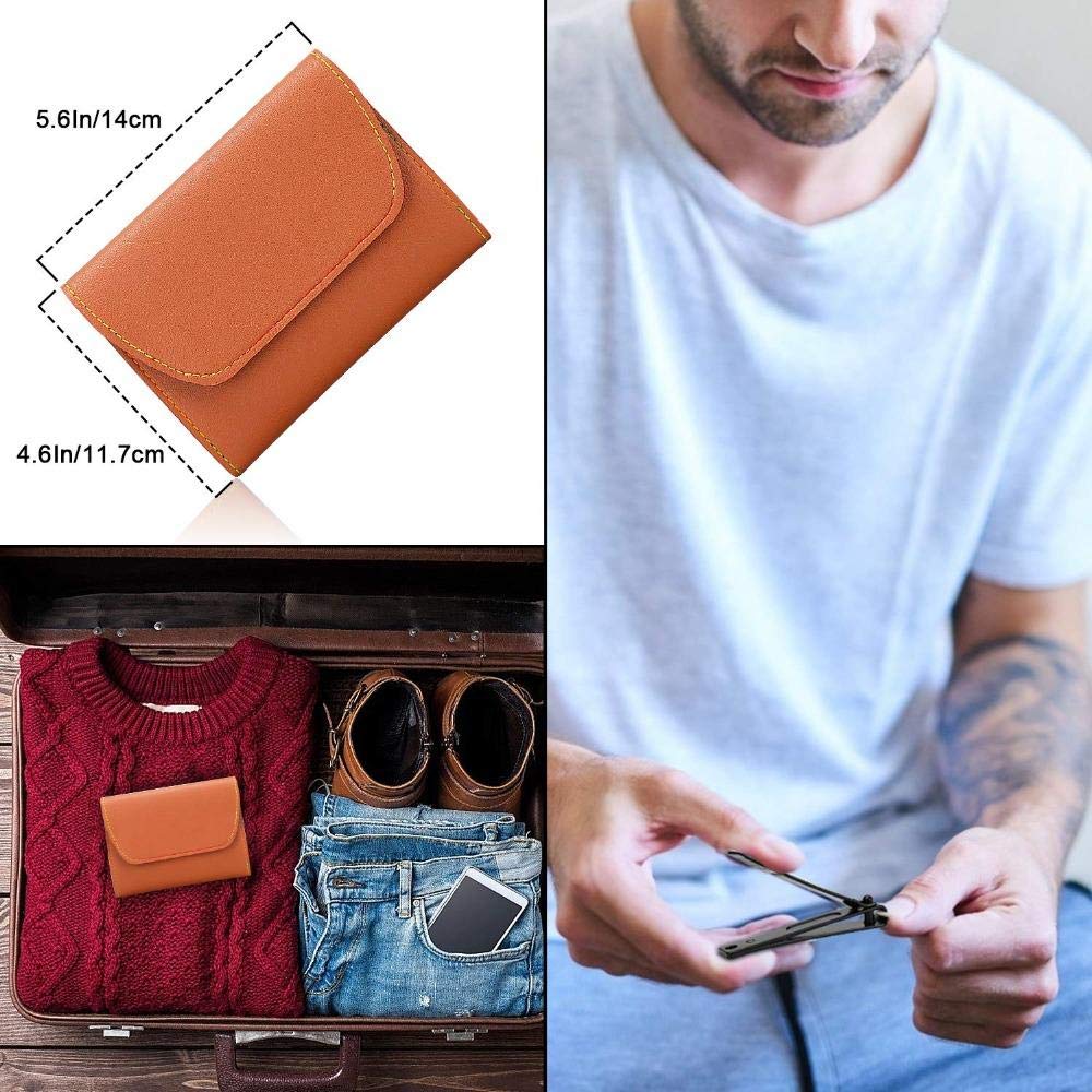 Juego de manicura Kit de cortaúñas Profesional - Kit de Aseo de Acero Inoxidable, Herramienta con Lujoso Estuche de Viaje de Cuero, Adecuado para Unisex-A_Juego de 16 Piezas (Azul 18)