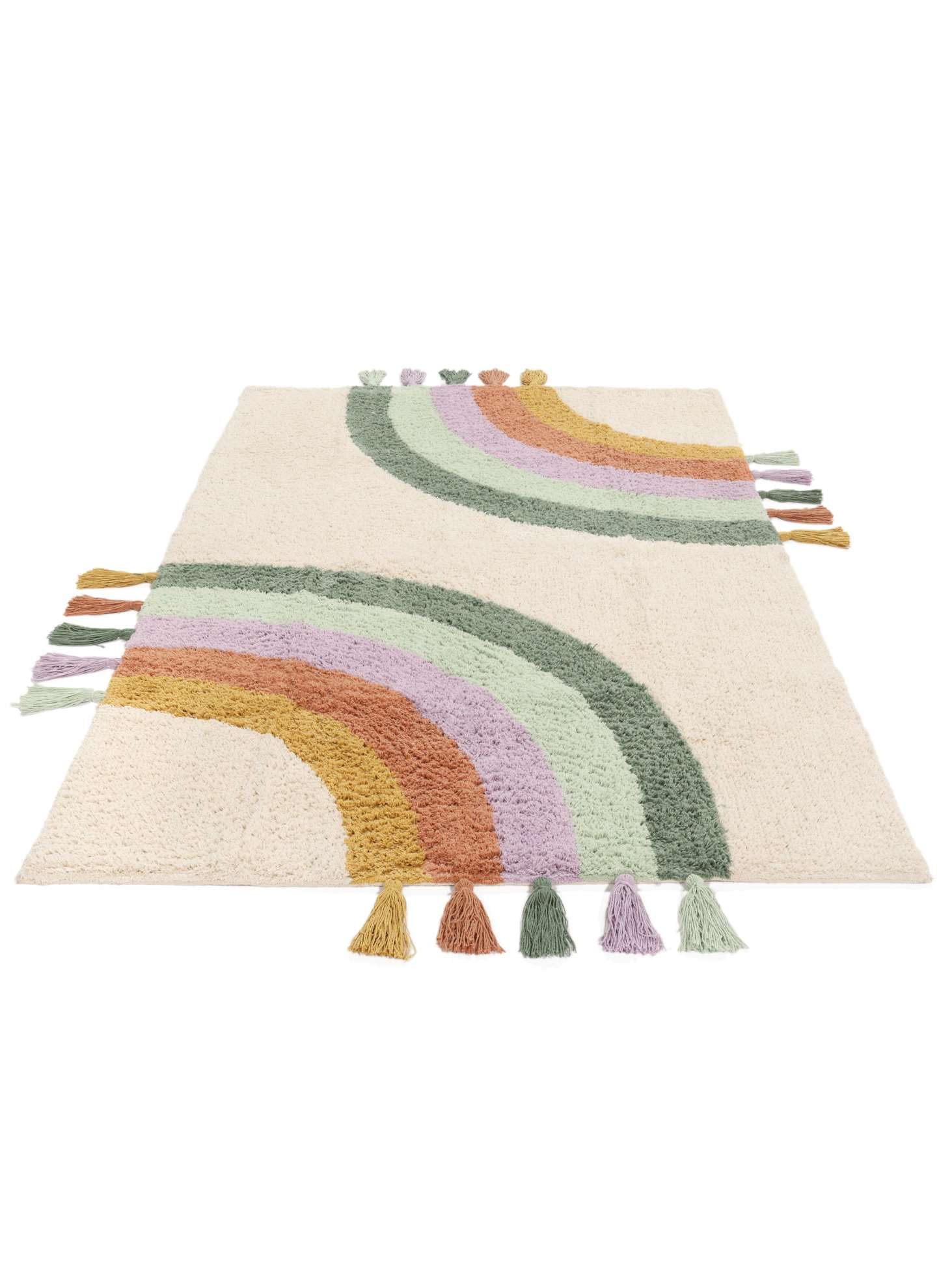 RugVista Rainbow, Tapis pour Enfants, Modernes Enfants, 100 x 160 cm, Rectangulaire, Poil Ras, Chambre d'enfant, Lavage en Machine, sans Produits Chimiques Dangereux, Off Blanc/Multi