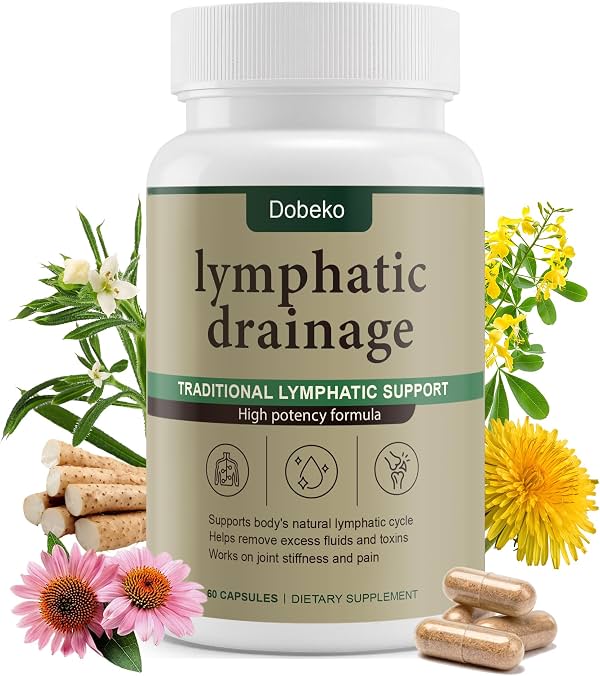 Cápsulas de Drenaje Linfático Apoyan el Equilibrio de Líquidos | Salud Inmunológica y Apoyo Natural a la Circulación, Refrescamiento Natural del Cuerpo, Mezcla de Hierbas Diente de León, Galio, Equinácea, 60 Cápsulas