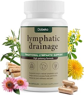 Lymphatic Drainage Supplements Capsules Support Fluid Balance | Immune Health & Natural Circulation Support, Natural Body Refresh, Herbal Blend Dandelion, Cleavers, Echinacea, 60 Capsules