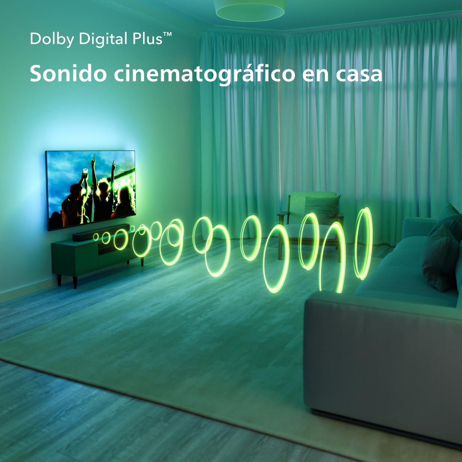 Philips TAB5109 Barra de Sonido 2.0 120W DTS Virtual X Bluetooth 5.4 HDMI ARC Óptica USB Gris Oscuro