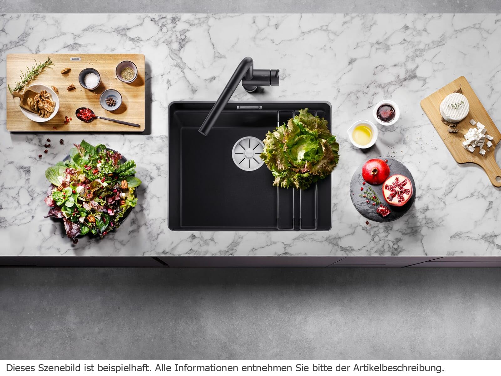 BLANCO ETAGON 500-U Granitspüle SILGRANIT schwarz Unterbau 60 cm 53x46x21,2 cm