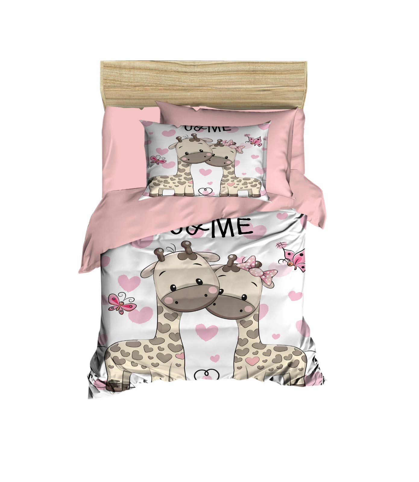 Paradise Ranforce 100% Cotton Baby Bedding Giraffe Themed Nursery Baby Bed Set, Toddlers Crib Bedding for Baby Girls, Duvet Cover Set with Comforter, 5 Pieces