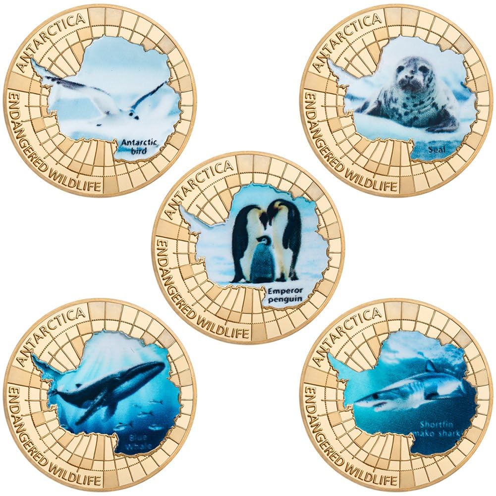 Monedas de Antártida con fauna polar: acuñación de alta calidad