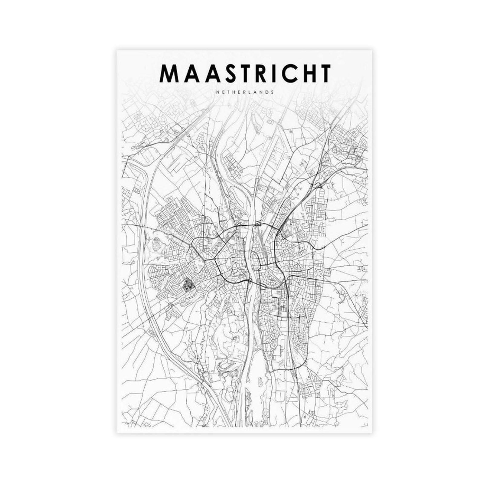 Qogdaf Maastricht Netherlands Map Canvas Poster Wall Art Decor Print Picture Paintings For Living Room Bedroom Decoration 12X18inch(30X45cm)