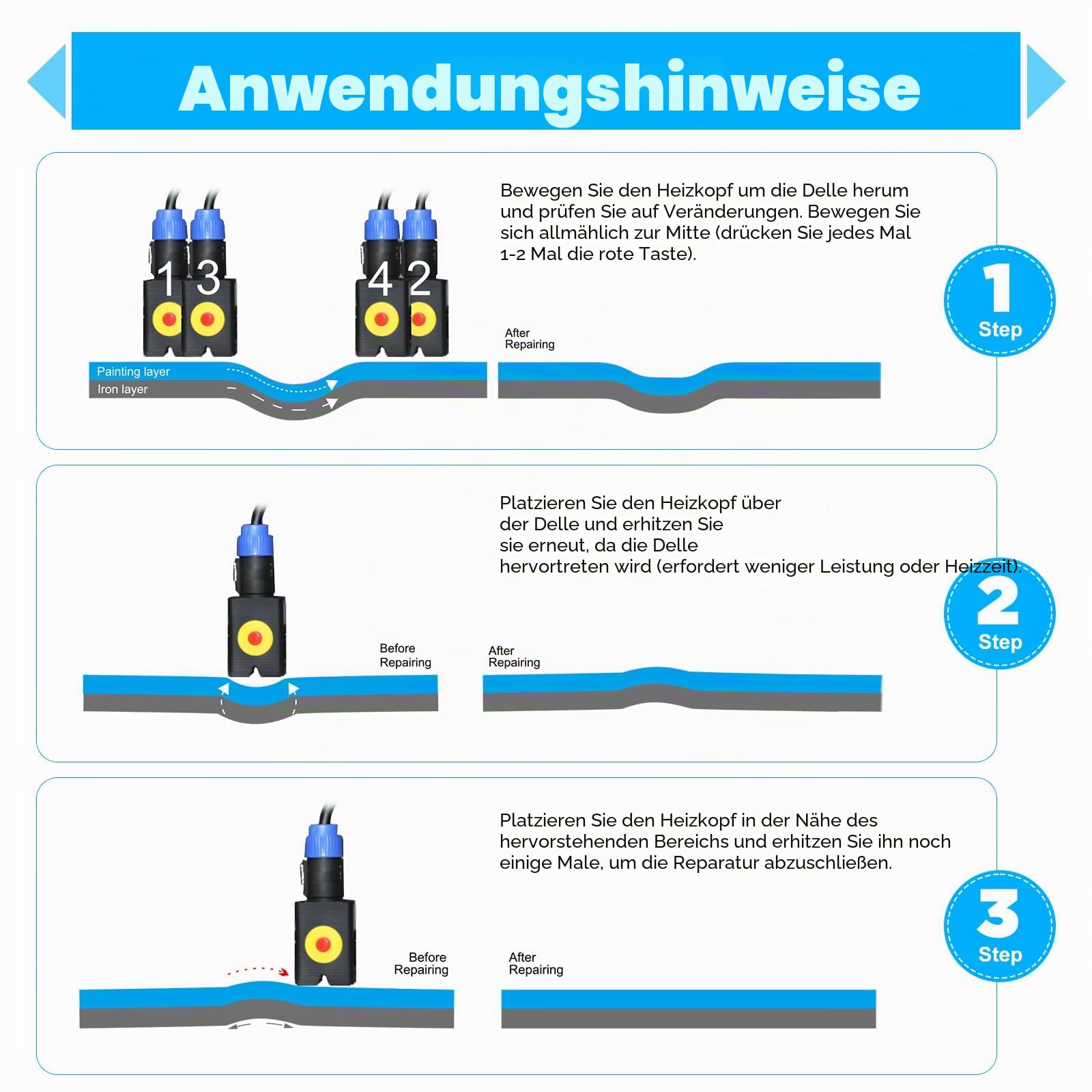 1000W Induktionsheizgerät Auto Beulen Reparatur Set | Induction Heater Maschinen Zusammenbruch Reparaturset Auto Paintless Repair Reparaturwerkzeug
