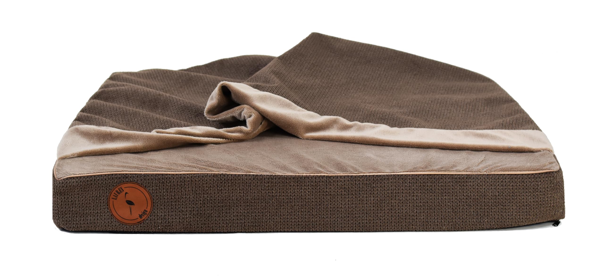Hundebett Mittelgroße Hunde, Bettmatte Orthopädische Matratze für Hunde, Hundebett Flauschig Haustierbett mit Kapuze, Rutschfestes Waschbar, Reißverschluss Matten (Braun, 100 x 80 x 10 cm)