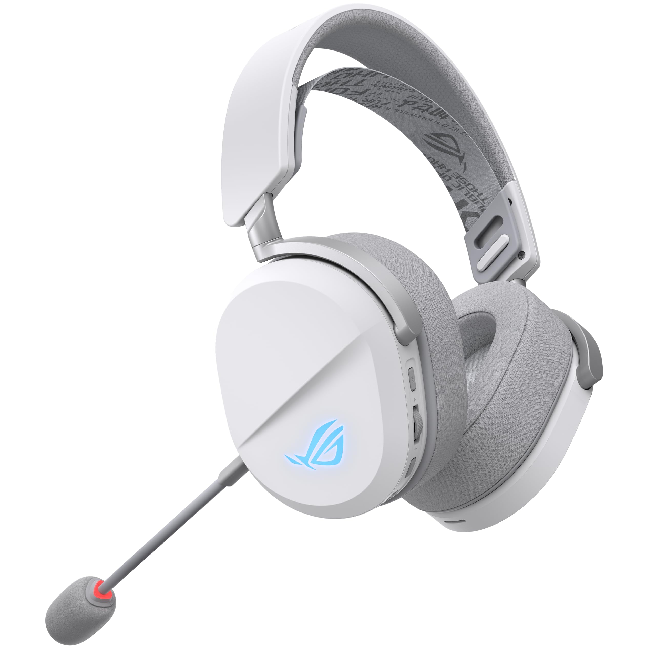 ASUS ROG Pelta White - bezprzewodowy zestaw słuchawkowy do gier - trójtrybowa łączność z Speednova, tytanowe membrany 50 mm, ultraszerokopasmowy mikrofon 10 mm, bateria 60 godzin, waga 309 g