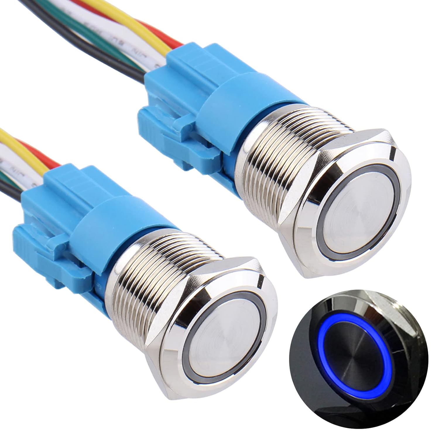 DMWD 2pcs 19mm Metal Waterproof Momentary Push Button Switch with Pre ...