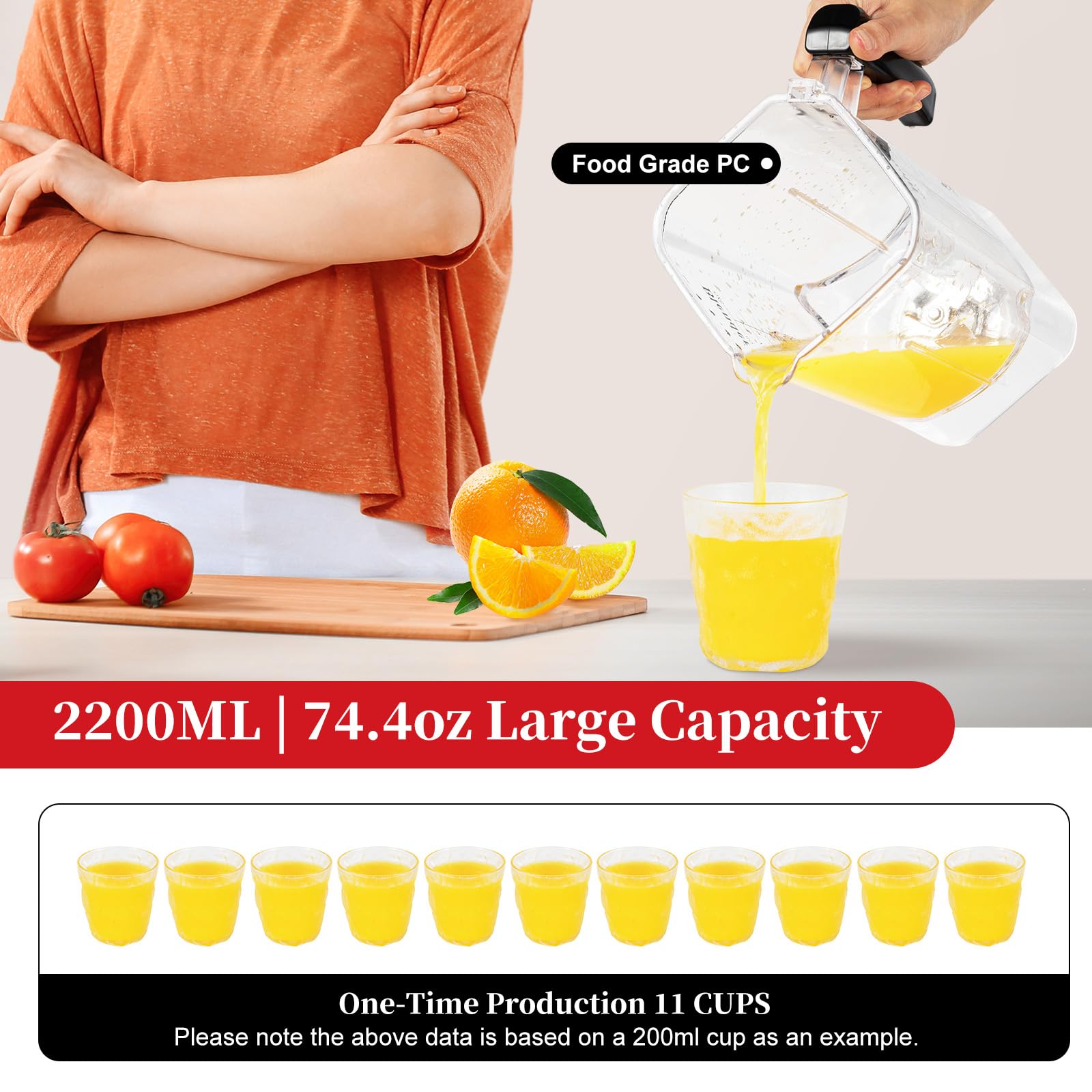 Batidora de vaso de 2,2 l, 2200 W, batidora comercial, lijadora y trituradora de hielo con cubierta insonorizada, 6 cuchillas de acero inoxidable para batidos, hielo triturado