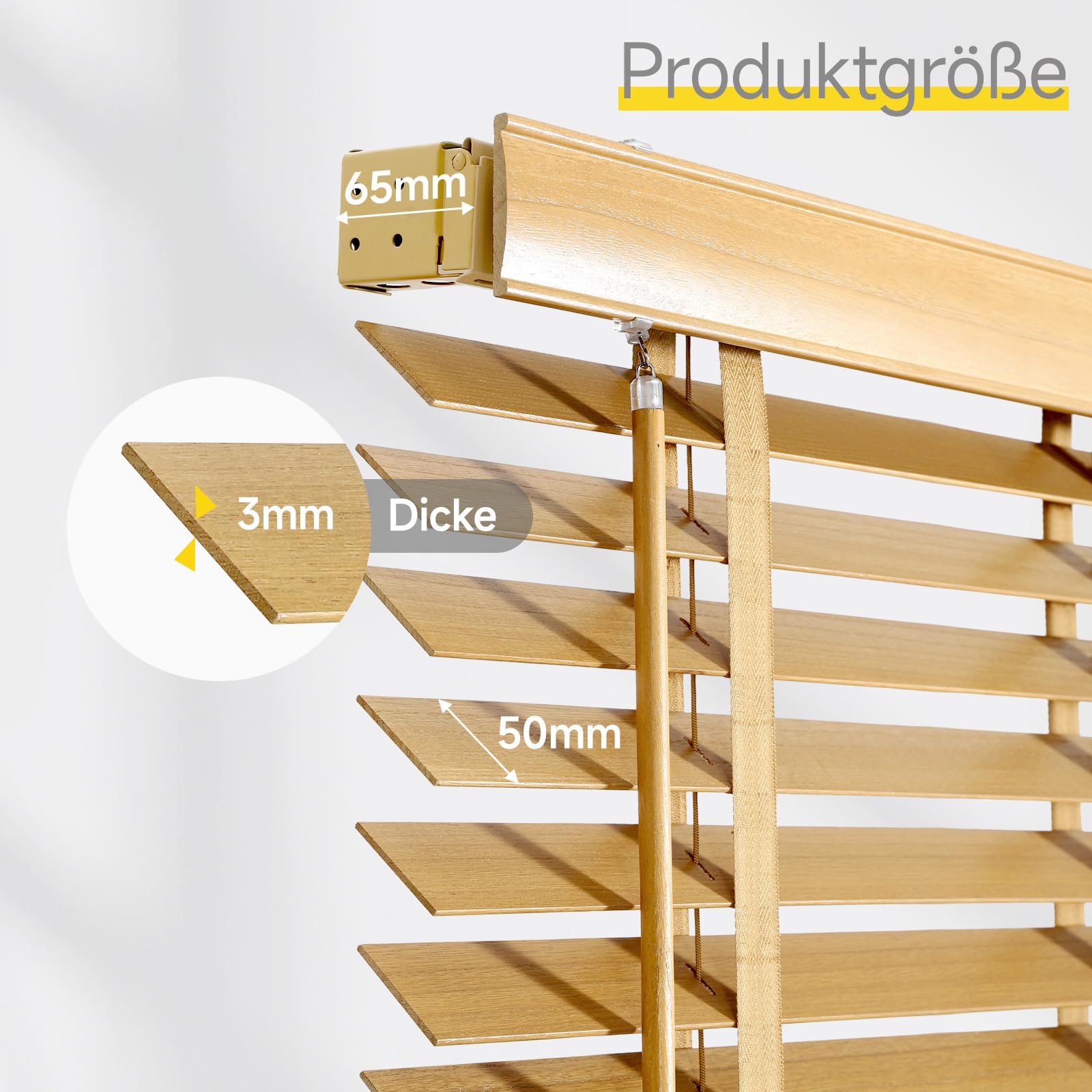 Sekey Żaluzja drewniana, 50 mm, z prawdziwego drewna, regulowana, 110 x 250 cm, kolor naturalnego drewna