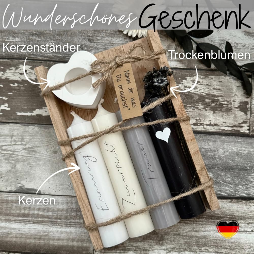 Trauergeschenk - Nimm dir was du brauchst Kerzen -Trost Geschenk - Trauerkerze - Beerdigung - Andenken an Verstorbene - Erinnerungslicht - Trockenblumen - Trauergeschenke von Herzen