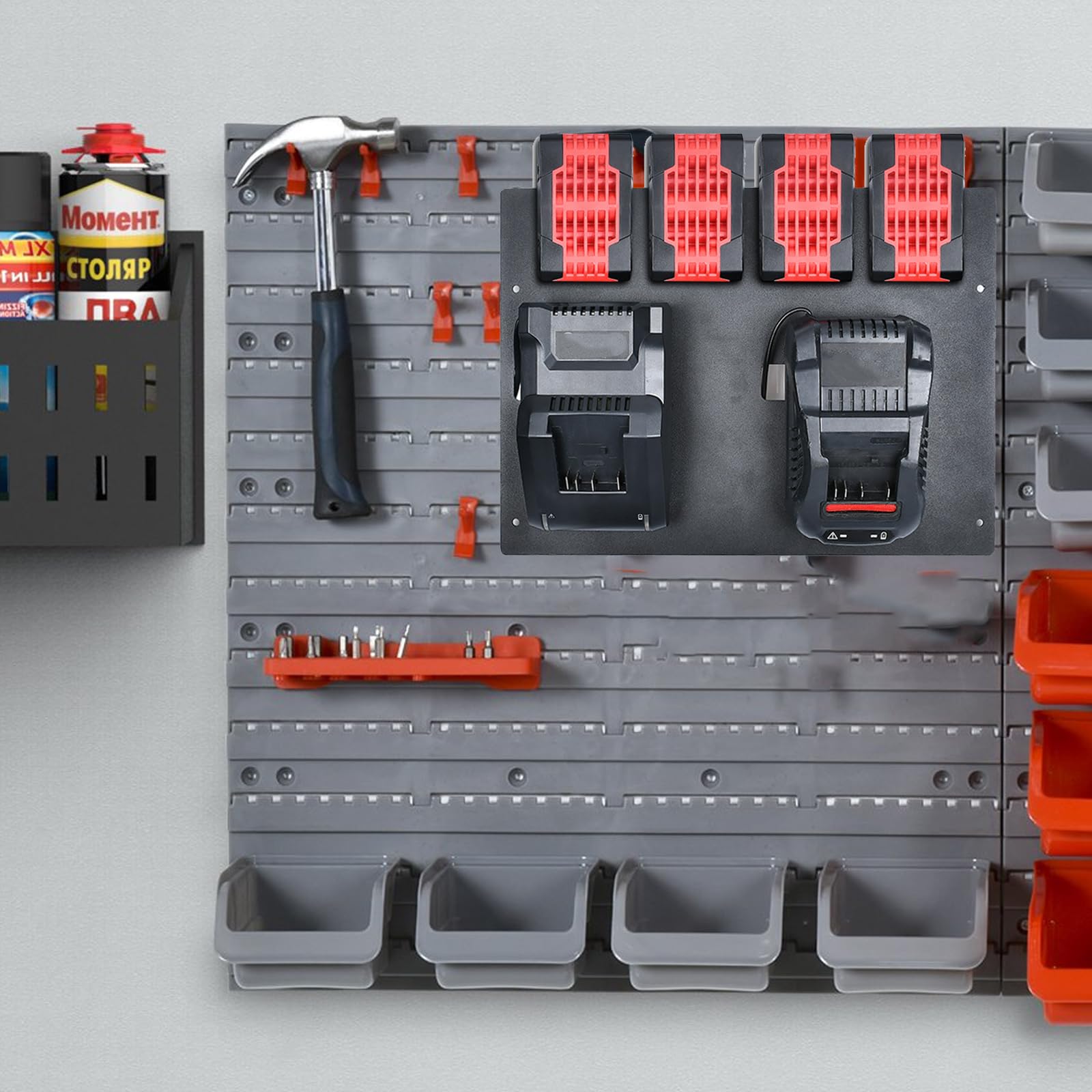 Support Mural De Batterie, Support Mural pour Support De Batterie Et Chargeurs pour Bosch Professional Accessoires pour Appareils à Batterie Support De Chargeurs Mural pour Batteries Bosch 1-4