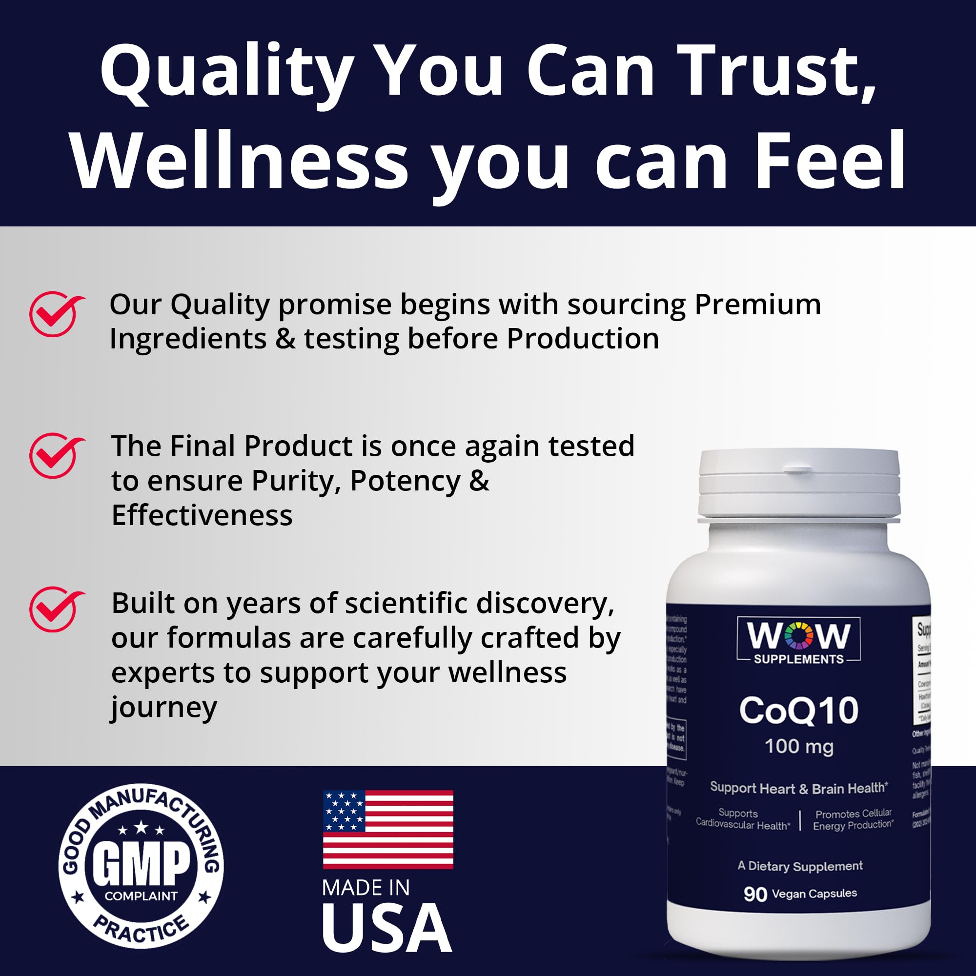 WOW Supplements CoQ10 100 mg with Hawthorn Berry - High Absorption CoQ10 100mg for Energy Production, Heart and Cellular Health - Non-GMO, Gluten-Free Coenzyme Q10 100mg Supplement - 90 Capsules — Amazon image 4
