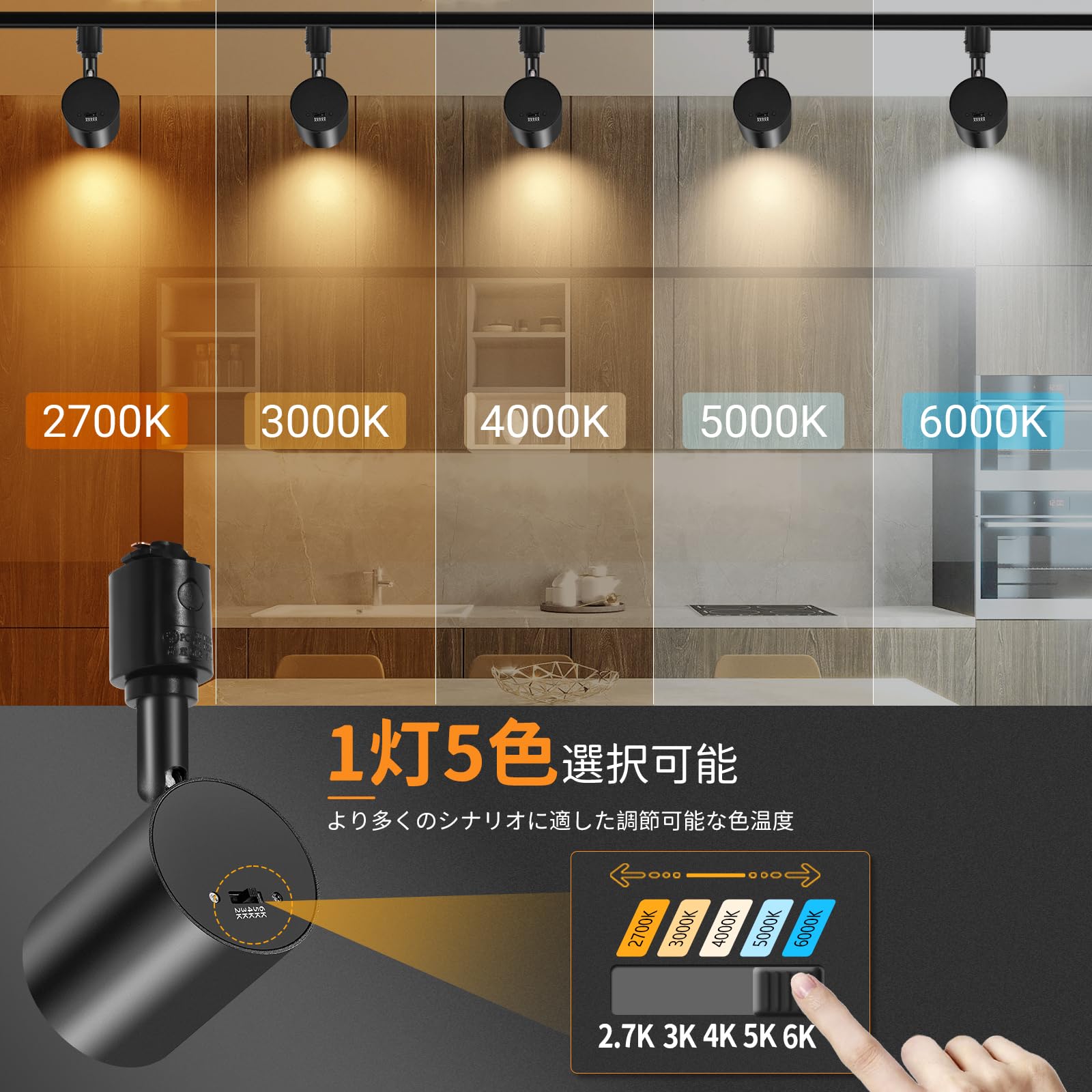 Amazon.co.jp : TuyuBEE 5色調節 ダクトレール用スポットライト, LED一