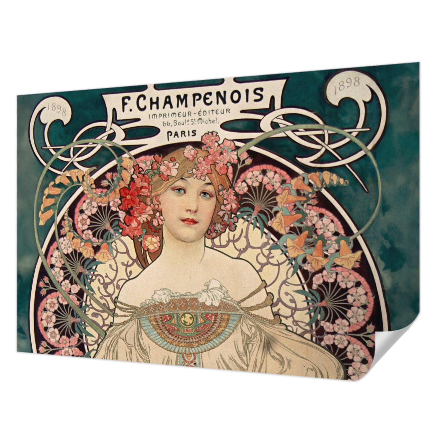 Revêtement mural résistant aux taches Tulup papier peint floral 152x104 cm