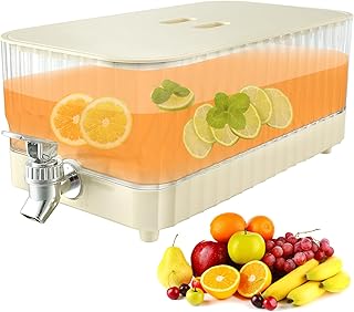 5.3L Fridge Jug Dispenser with Faucets, Fridge Water Dispenser with Lid Plastic Fridge Jug Drinks Chiller Large Ice Water Infuser Cold Buckets Desktop Water Container Tank with Tap for Fruit Juice Tea