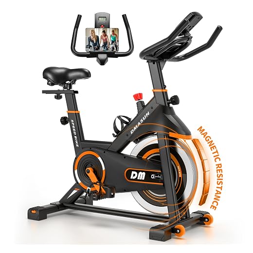 Exercise Bike, DMASUN Indoor Cycling Bike Stationary, Comfortable Seat Cushion, Multi - grips Handlebar, Heavy Flywheel Upgraded Version