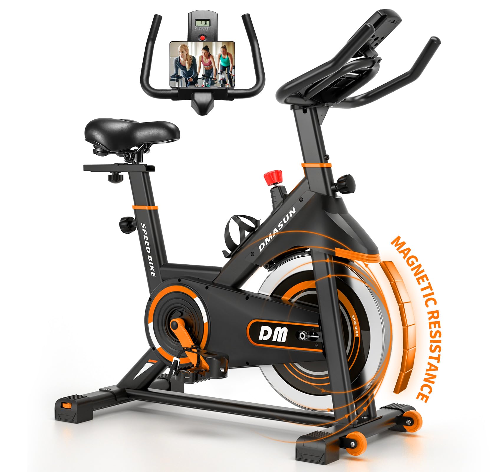 DMASUN Exercise Bike, Silent Magnetic Resistance Stationary Bike for Home with 330 LBS Capacity, Pedals with Anti-loosening Nuts, Indoor Bike with Digital Display