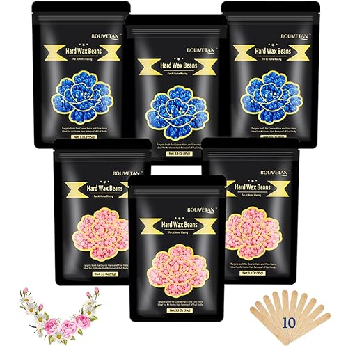 Miniatura 1 de Bouvetan - Cuentas de cera para depilación, granos de cera dura de 1.3 libras21 onzas, 6 paquetes de cuentas para depilación de cejas, cara, bikini,