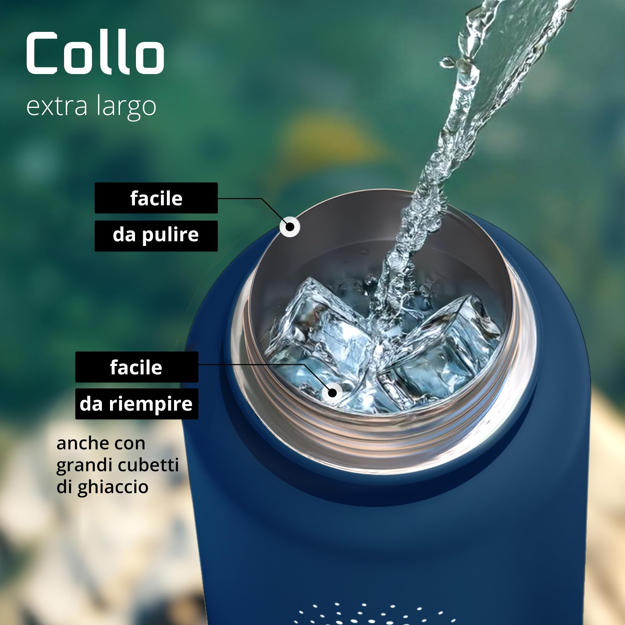 BeMaxx Borraccia Termica con Cannuccia ACTIVE FLASK 1 litro 750 ml 500ml (3 Tappi Infusore per Tè e Frutta), Senza BPA | Bottiglia Termica Acciaio Inox Isotermica - Palestra Sportiva Ufficio Fitness