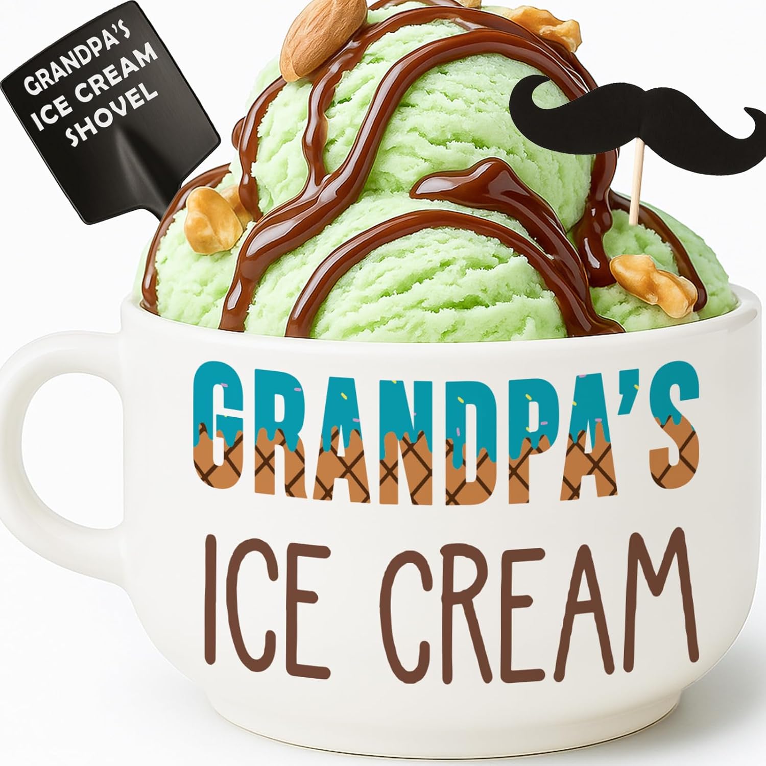 Great Fathers Day Grandpa Gifts from Granddaughter, Best Grandpa Gift for Grandfather Birthday from Grandson, Unique First Time New Grandpa Gifts, Grandpa's Ice Cream Bowl Presents Set