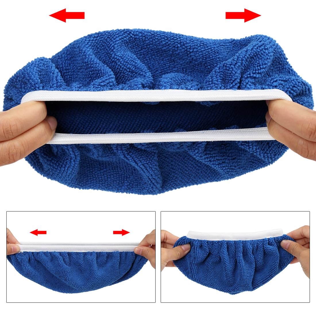 X AUTOHAUX 8pcs 9-10" Navy Blue Microfiber Car Polishing Waxing Bonnet Buffing Pad Cover
