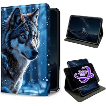 360 Degree Rotating Case for 7" Kindle Paperwhite 12th Generation 2024 & Kindle Colorsoft 2024/2025 Slim PU Leather Multi-Angle Viewing Stand Shell Cover with Auto Wake/Sleep, B Wolf
