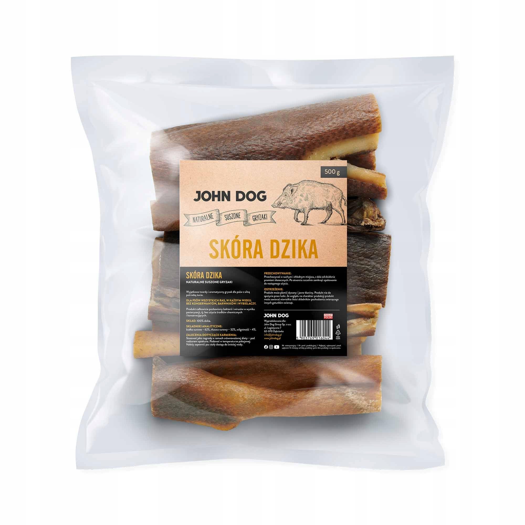 JOHN DOG Skóra dzika małe kawałki Suszony gryzak dla psa 500 g