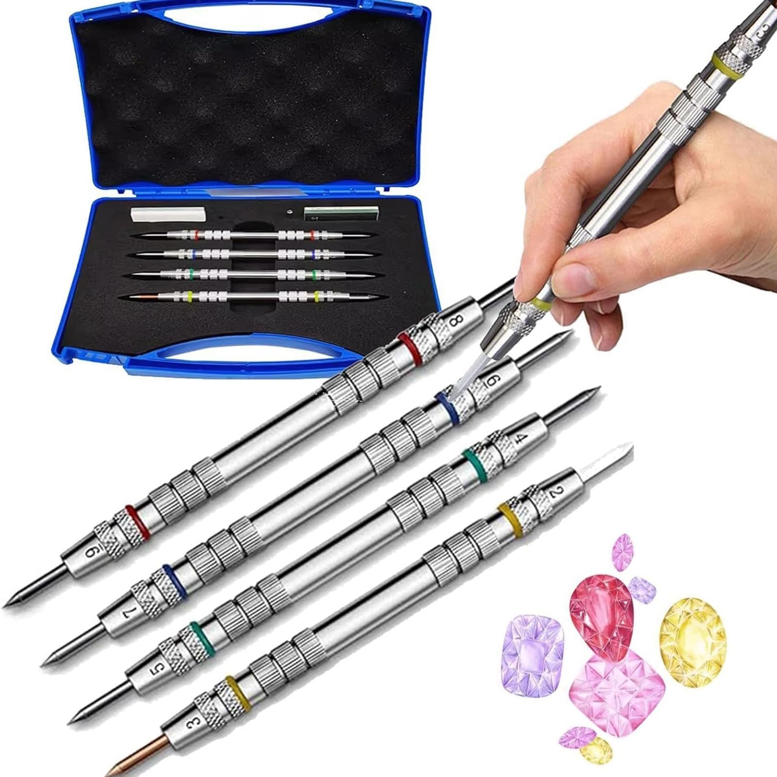 Stylo testeur de dureté Mohs Générique en acier inoxydable pour l'analyse des minéraux