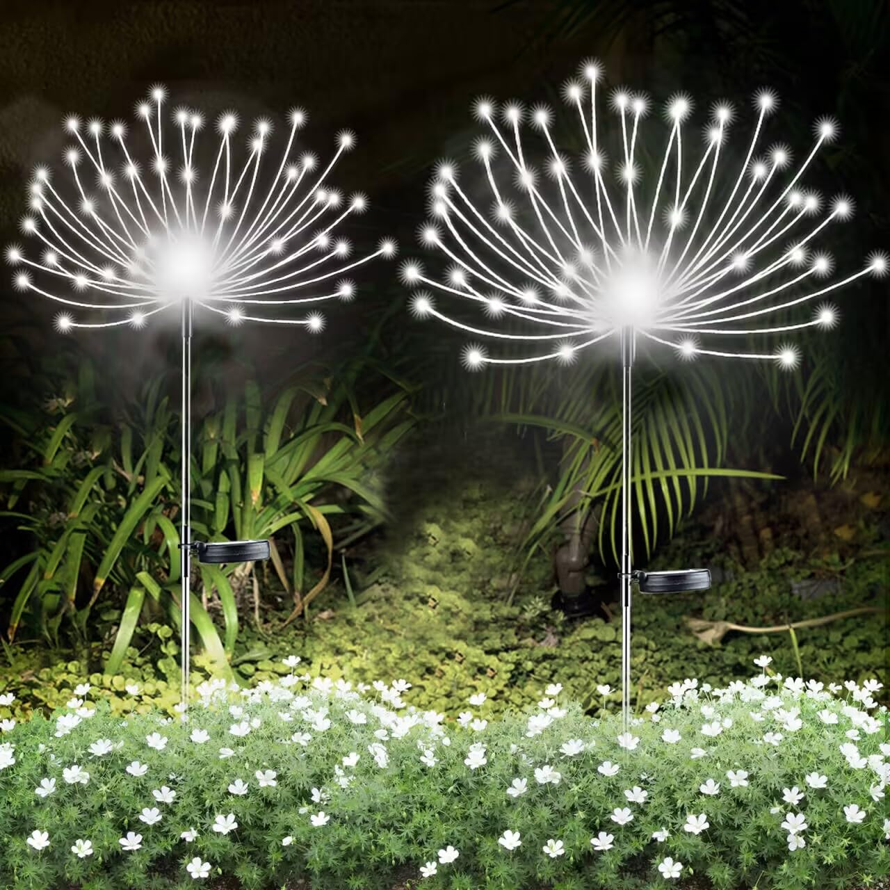 Photo 1 of 2 PCS Solar Firework Light, Outdoor Solar Garden Decorative Lights 120 LED Powered 40 Copper Wires String DIY Landscape Light for Walkway Pathway Backyard Christmas Decoration Parties (Cool White)
