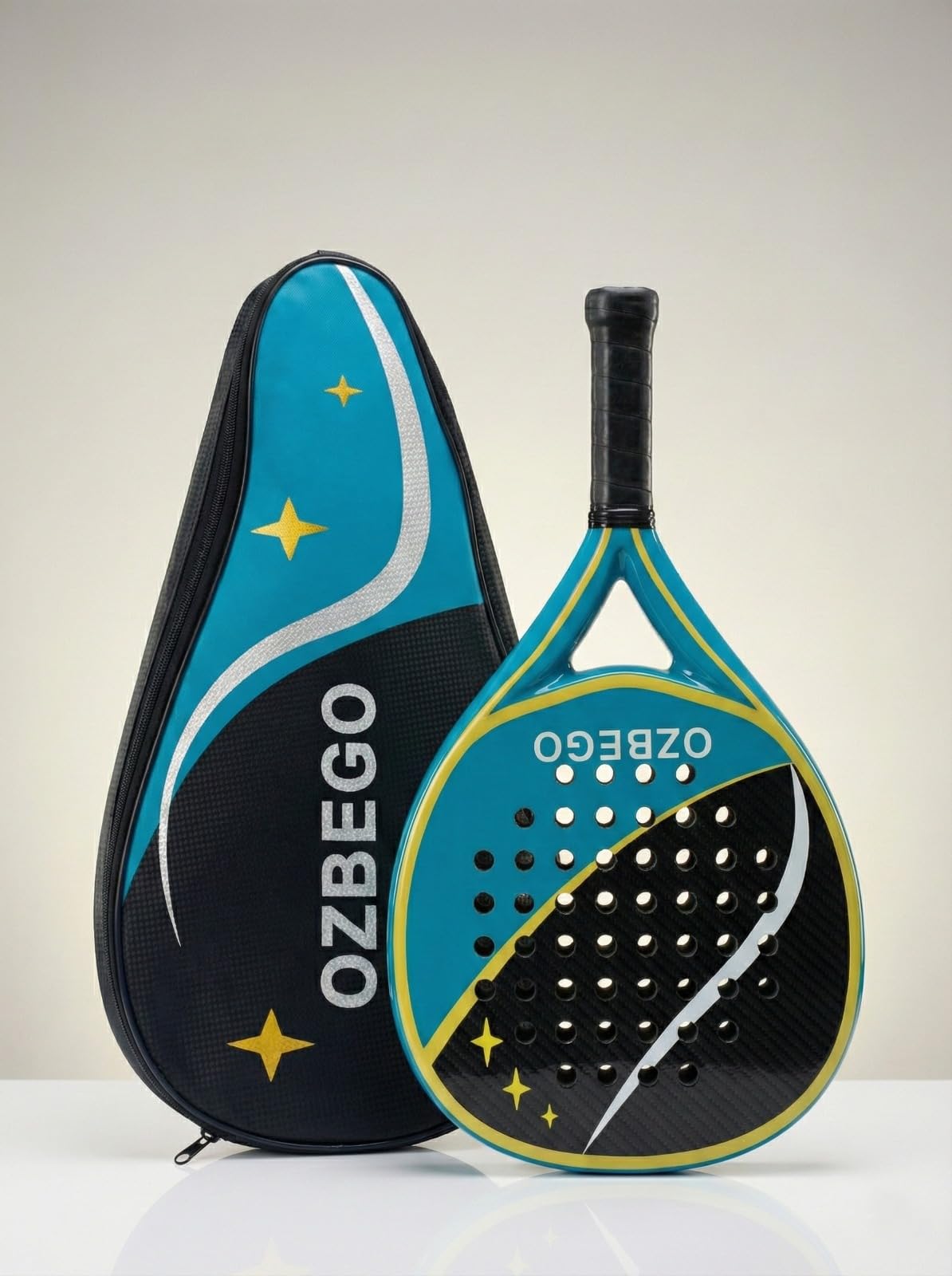 3K Carbon Diamond Padelschläger – Vollcarbon mit EVA-Kern, ca. 360 g – inkl. Tasche, 2 Overgrips & Schutzfolie – Für ambitionierte Spieler