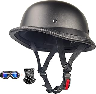 German Style Motorcycle Helmet Thin Skull Cap Half Helmet for Adult Men Women（Including goggles and mask）Retro Half Face Helmet for Cruiser Scooter DOT Approve Helmet Novelty Half Shell Helmet Retro Half Face Helmet for Cruiser Scooter Chopper