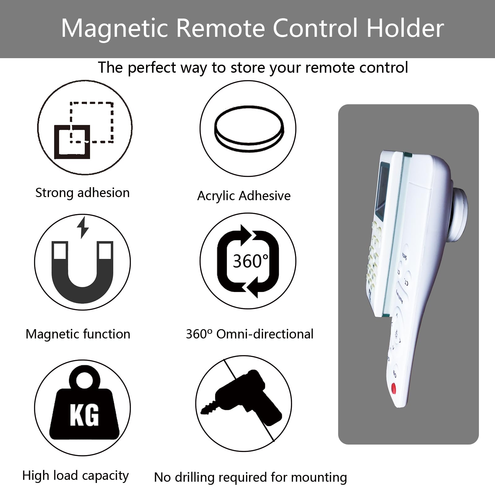 6 Magnetische Fernbedienungshalter – Wandhalterung Mit Starkem Magnet & Klebepad, Aus PP-Kunststoff, Für TV, Sofa, Schlafzimmer, Grau