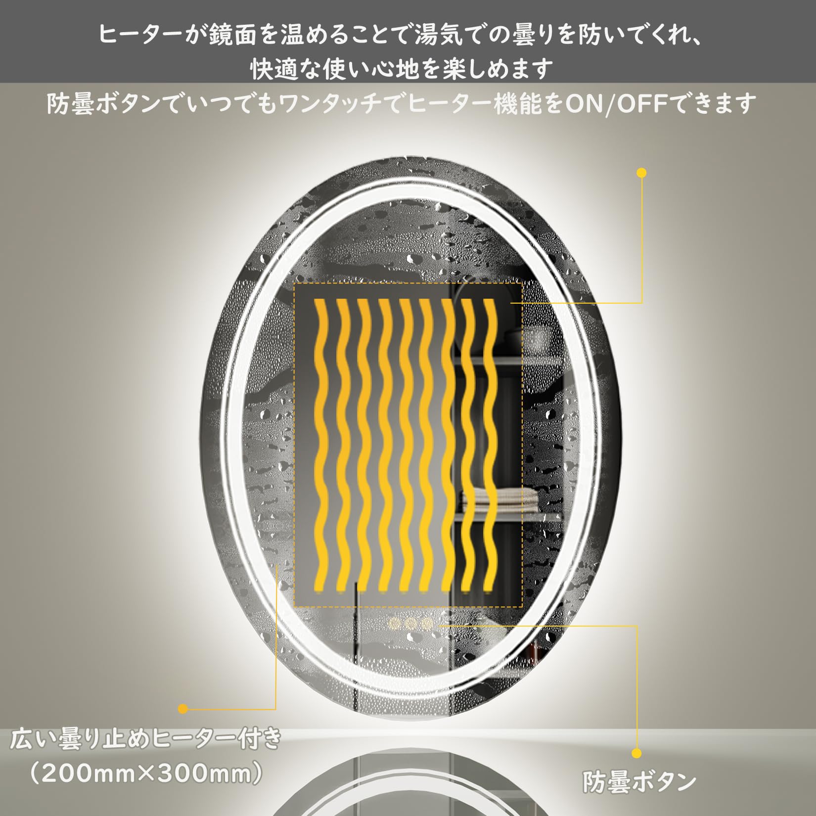 Amazon.co.jp: Wisfor LED 洗面台 鏡 壁掛け ミラー 照明付き 曇り止め