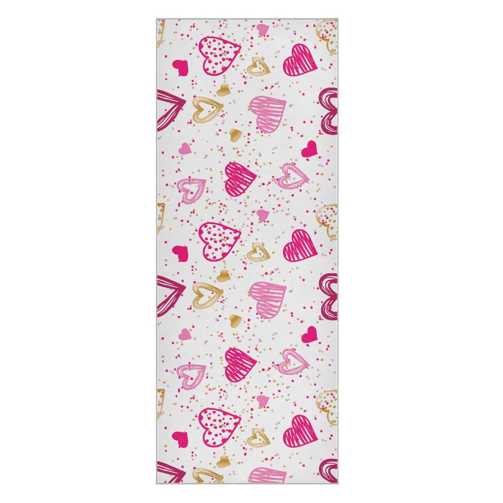susiy Valentine's Day Hearts Non-Slip Yoga Mat Towel,Hot Yoga Towel for Sweat & Grip Dots,Yoga Mat Cover Blanket for Hot Yoga Bikram Pilates Gym Travel
