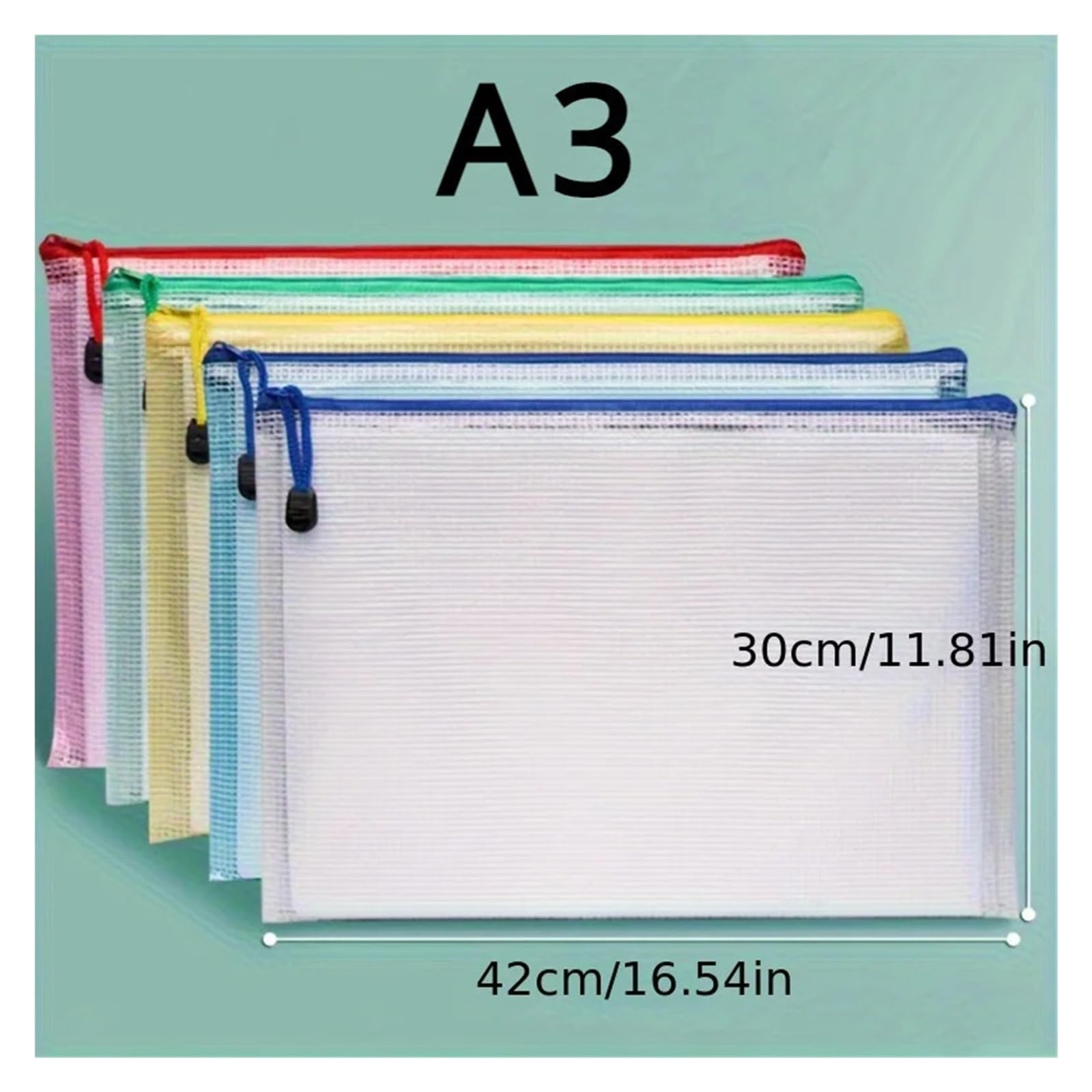 24 Stück A3 A4 PVC-Kunst-Aufbewahrungstaschen mit Reißverschluss, großes Fassungsvermögen, Zeichen-Organizer