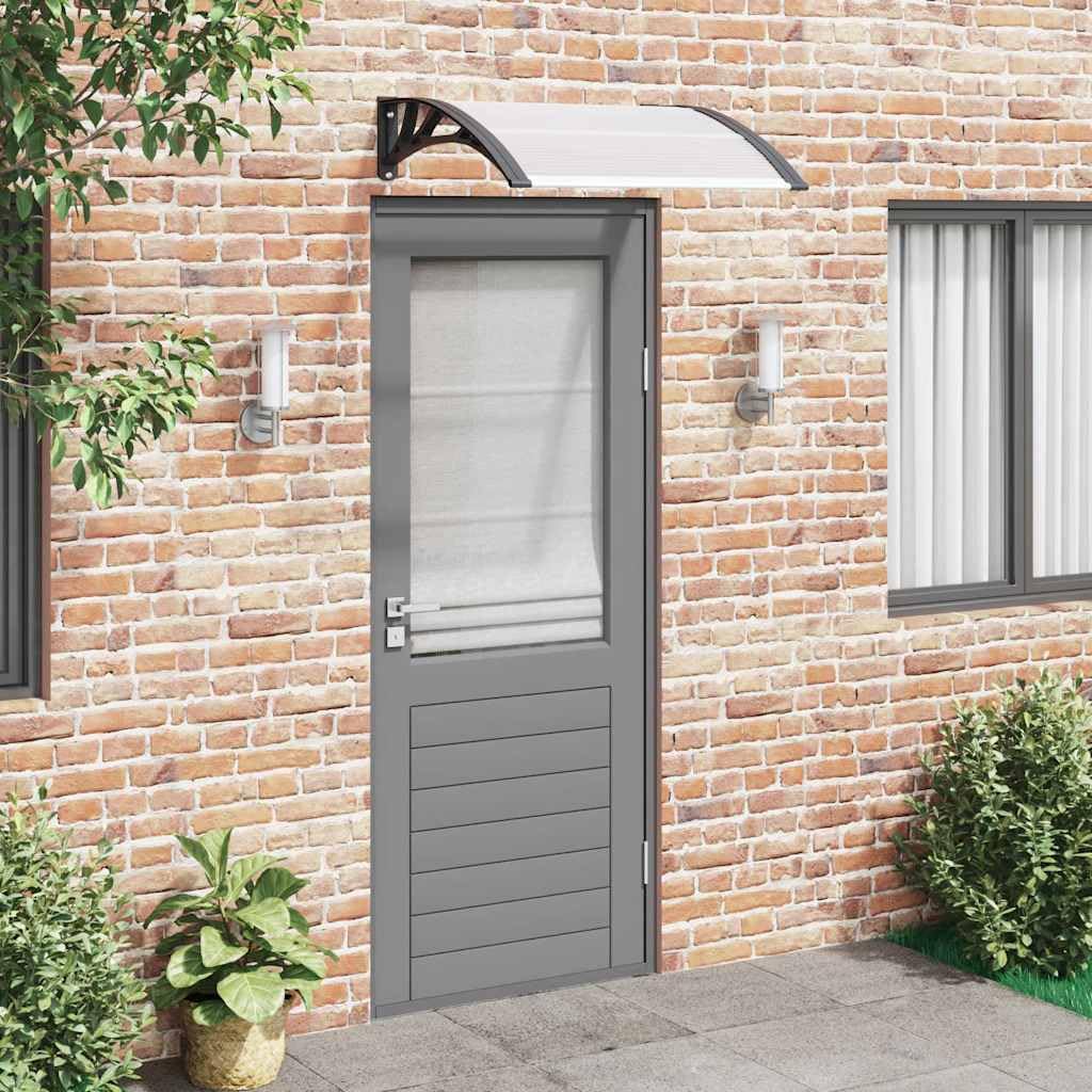 Marquesina para puerta, 80 x 75 cm, policarbonato, negro, transparente