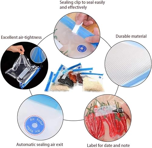 Miniatura 3 de Vilihkc 10 bolsas de sellado al vacío para alimentos, para máquina de cocina, siempre fresca, selladora de calor (con una bomba de mano)