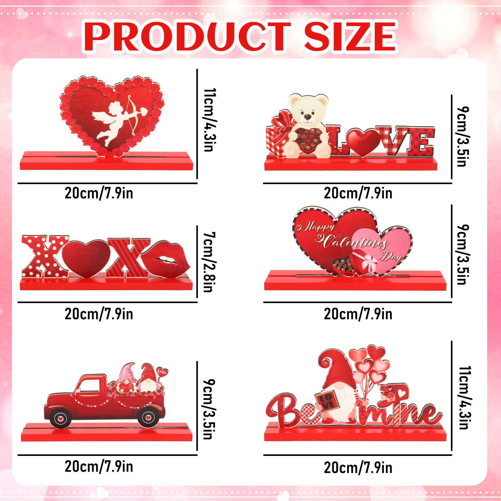 Jansun Paquete de 6 letreros de mesa de madera para el día de San Valentín, centros de mesa de San Valentín, decoración en forma de corazón para fiesta de San Valentín, decoración de mesa de