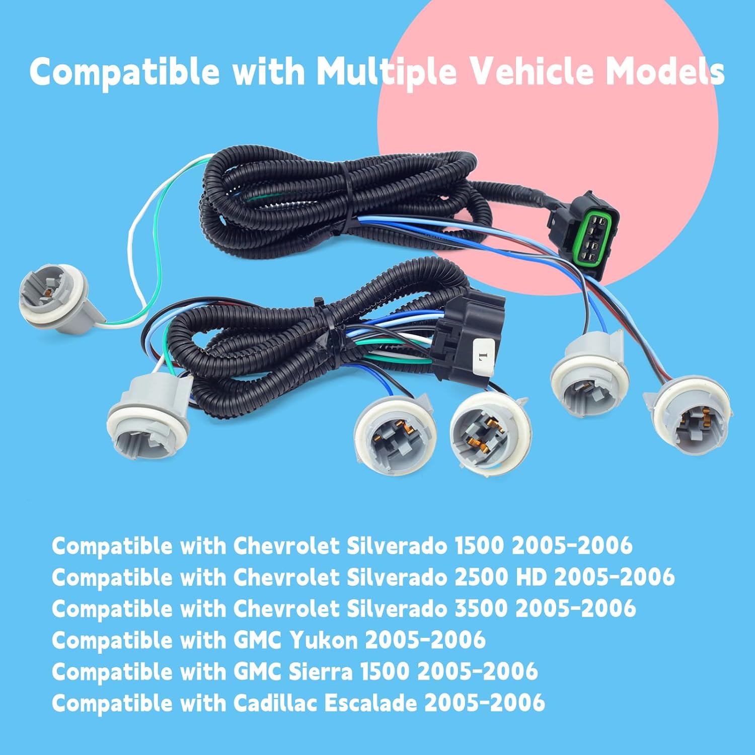 16532723 16532724 Tail Light Socket Wiring Harness Compatible with Chevrolet Silverado Tahoe Suburban 1500 Replacement for GMC Sierra for Cadillac Escalade Left&Right Side Tail Lamp Harness